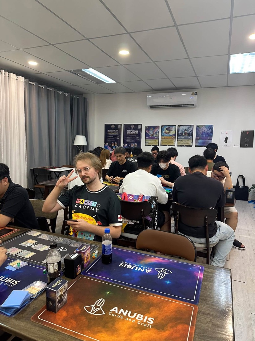 A full room of TCG players at Anubis Cards and Craft