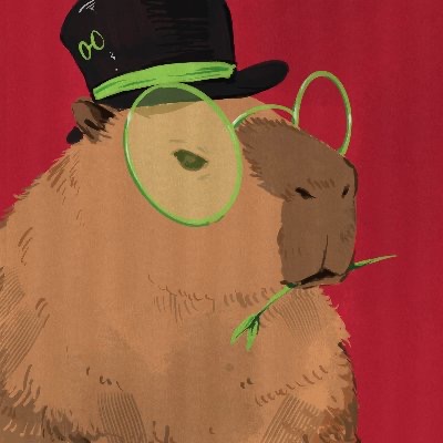 Capybara in a top hat and green monocle