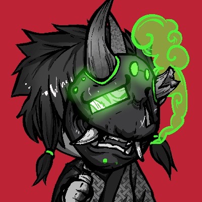 Horned warrior with green smoke